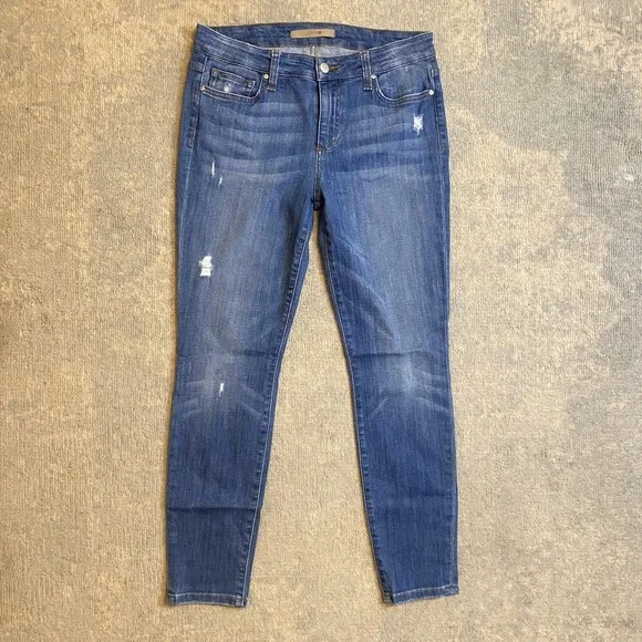 Joe's Jeans Womens 29 Medium Wash Blue Mid Rise Skinny Distressed Stretch Denim - Picture 1 of 13